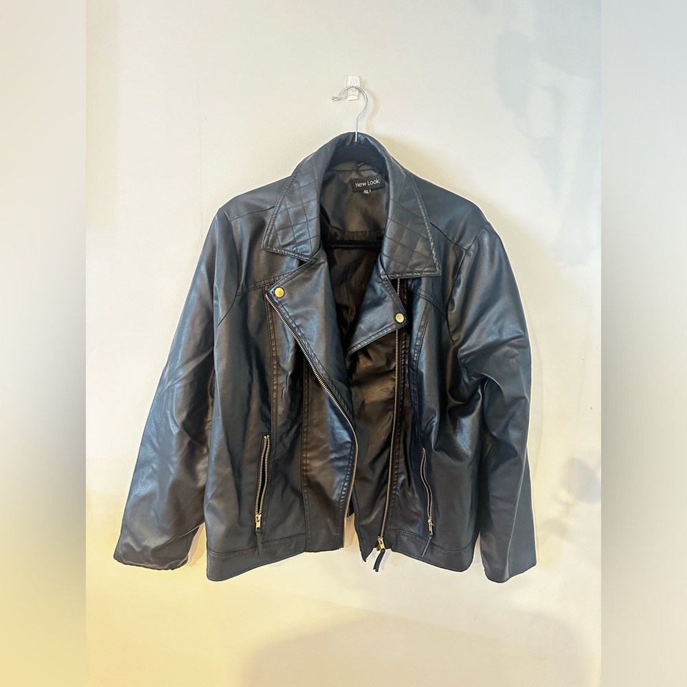 2X Vintage Black Faux Leather Motorcycle Jacket